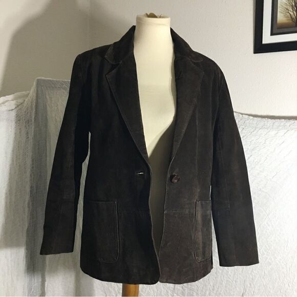 Savannah VTG 100% Leather Brown Jacket  Size 4P - Picture 7 of 14